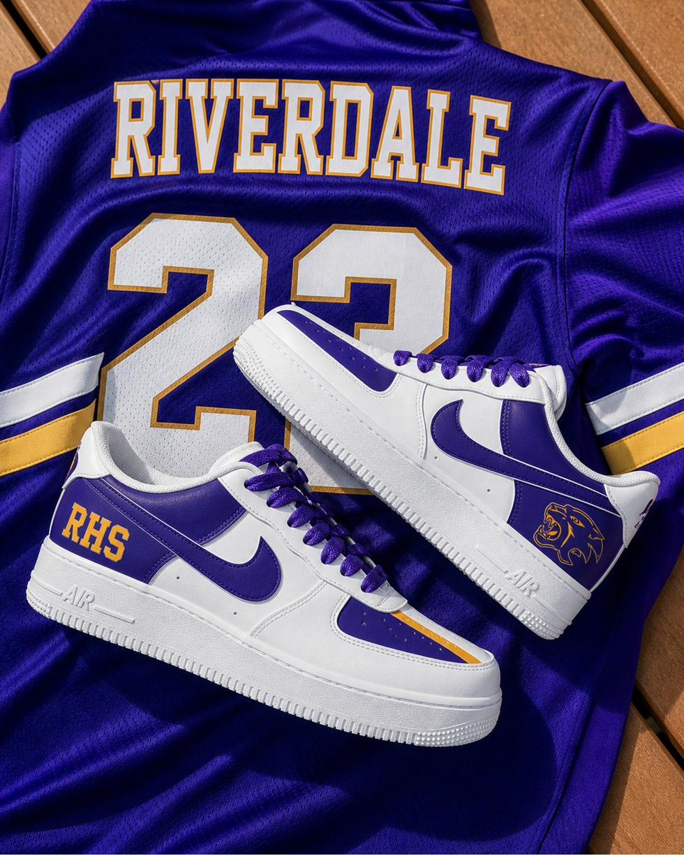 RHS Riverdale — Purple & Gold — custom hand-painted sneaker by StyleReels