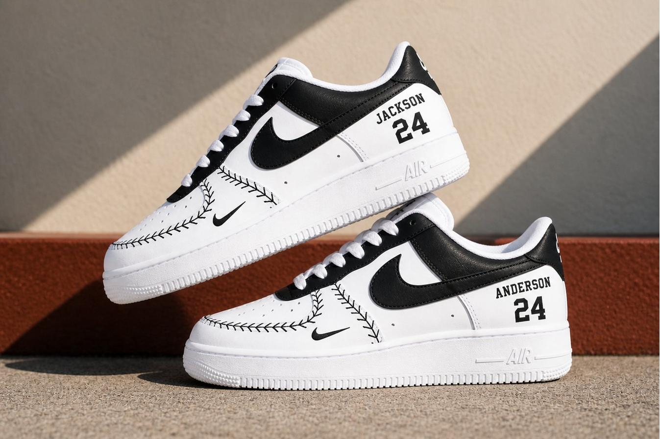 Baseball Jackson & Anderson BW — custom hand-painted sneaker by StyleReels