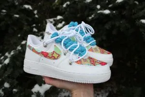 Custom shoes with initials — monogram denim AF1 personalized initials custom shoe