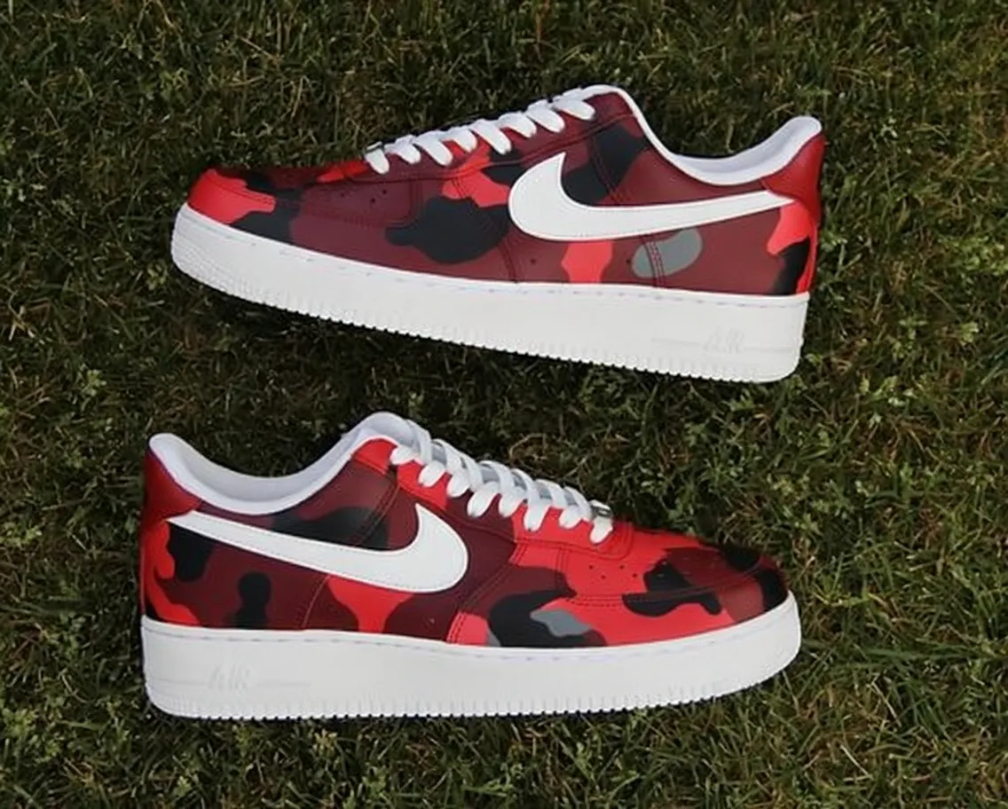 Custom Air Force 1 redyellowsunsetcolorblockhand-painted