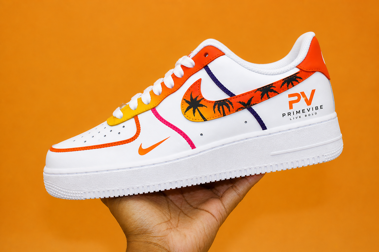 Custom Air Force 1 blackyellowcolorblockhand-painted