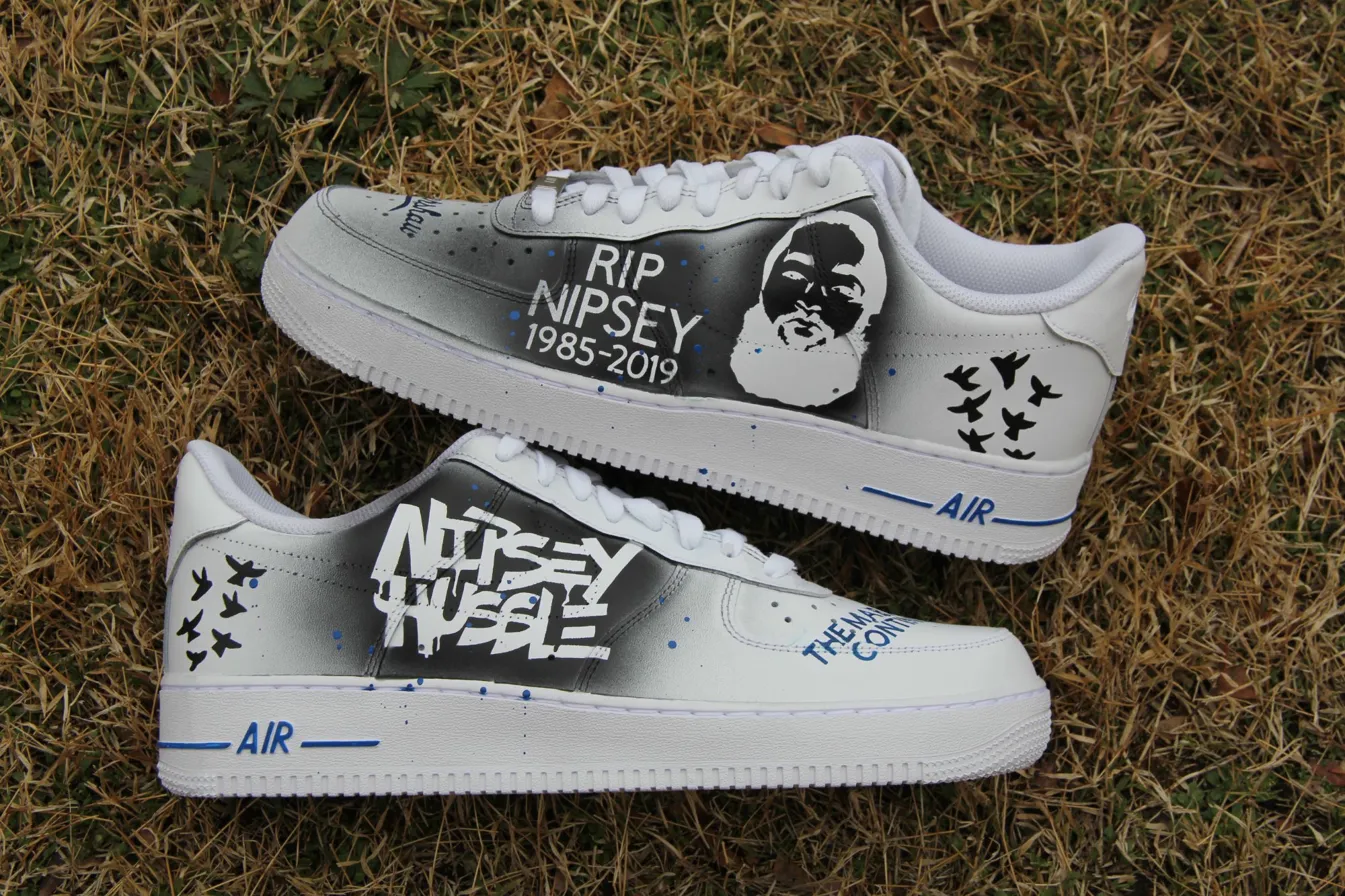 Custom Air Force 1 redbluecolorblockpairhand-painted