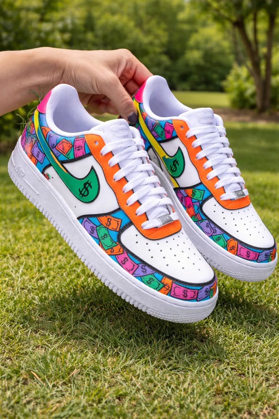 Custom Air Force 1 royalblueblackcolorblockhand-painted