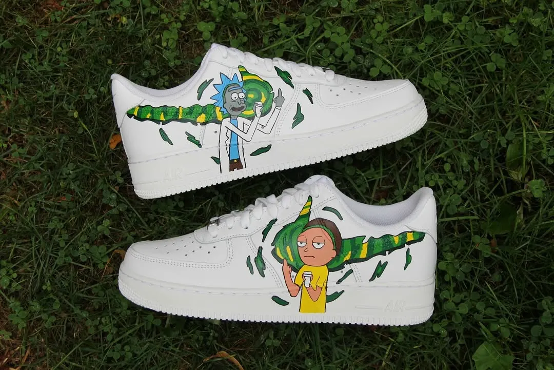 Custom Air Force 1 greencartoonsmokergraphichand-painted