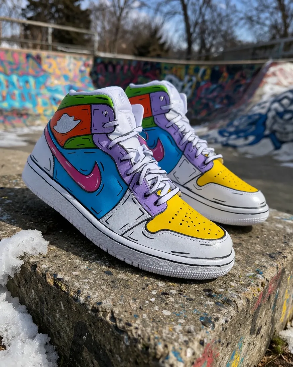 Custom Air Force 1 multicolorconfettiswooshhand-painted