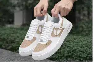 Custom Air Force 1 beigecreamminimalhand-painted