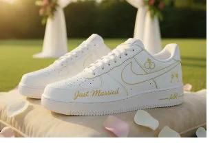 Custom Air Force 1 justmarriedgoldbridalhand-painted
