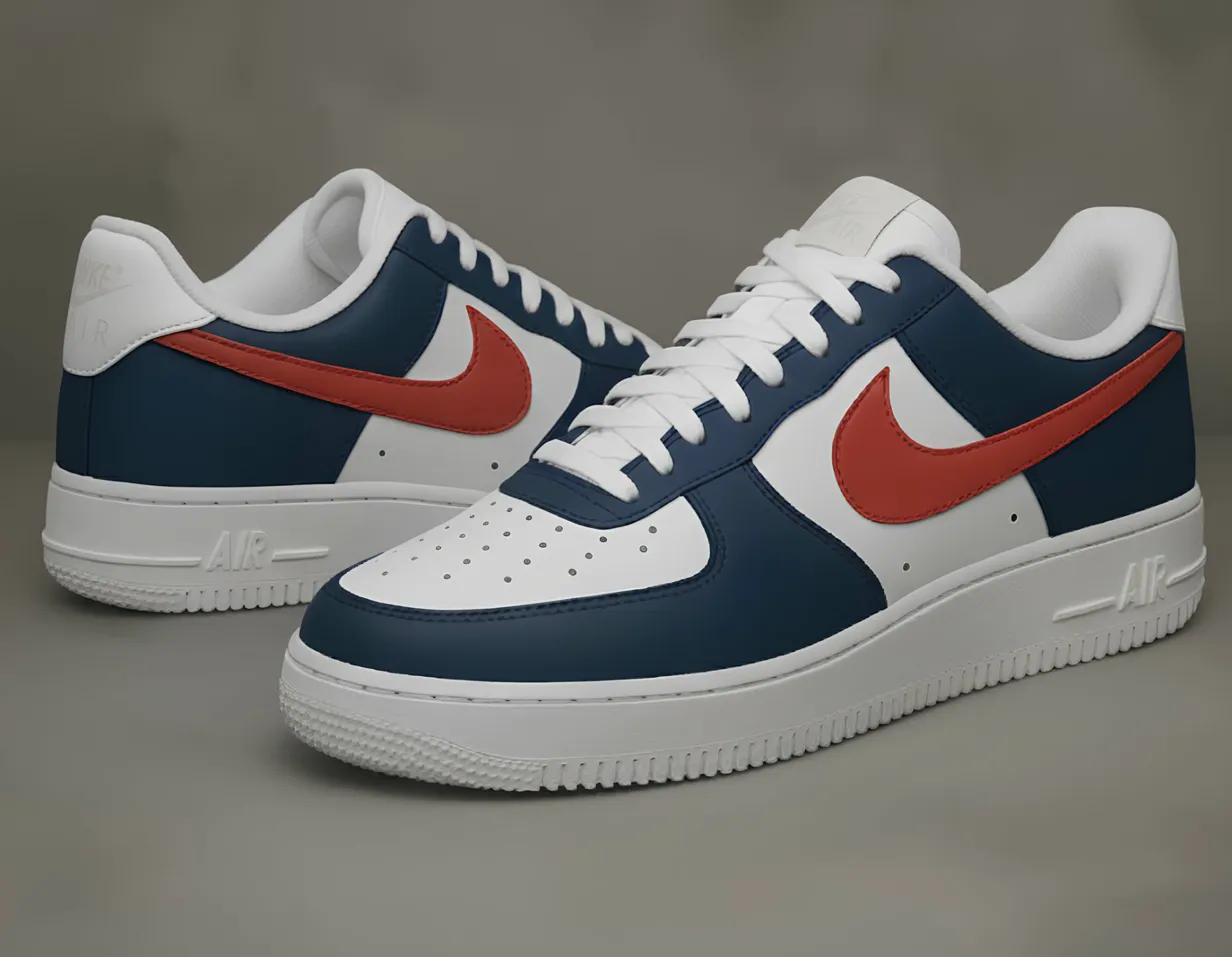 Custom Air Force 1 navyredcolorblockhand-painted