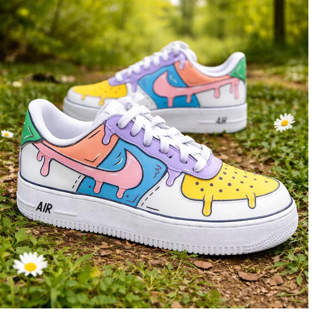 Custom Air Force 1 pasteldripcolorblockhand-painted