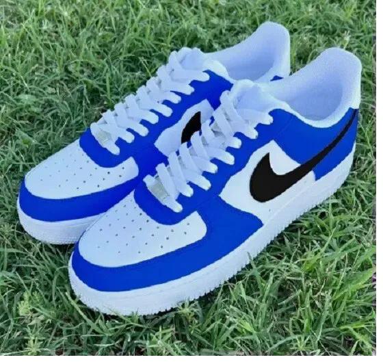 Custom Air Force 1 royalblueblackcolorblockhand-painted