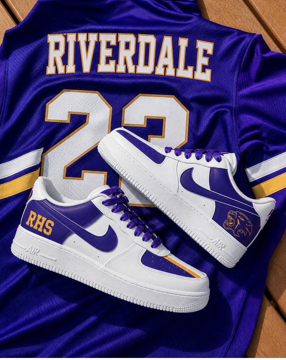 Custom Air Force 1 navyredcolorblockhand-painted