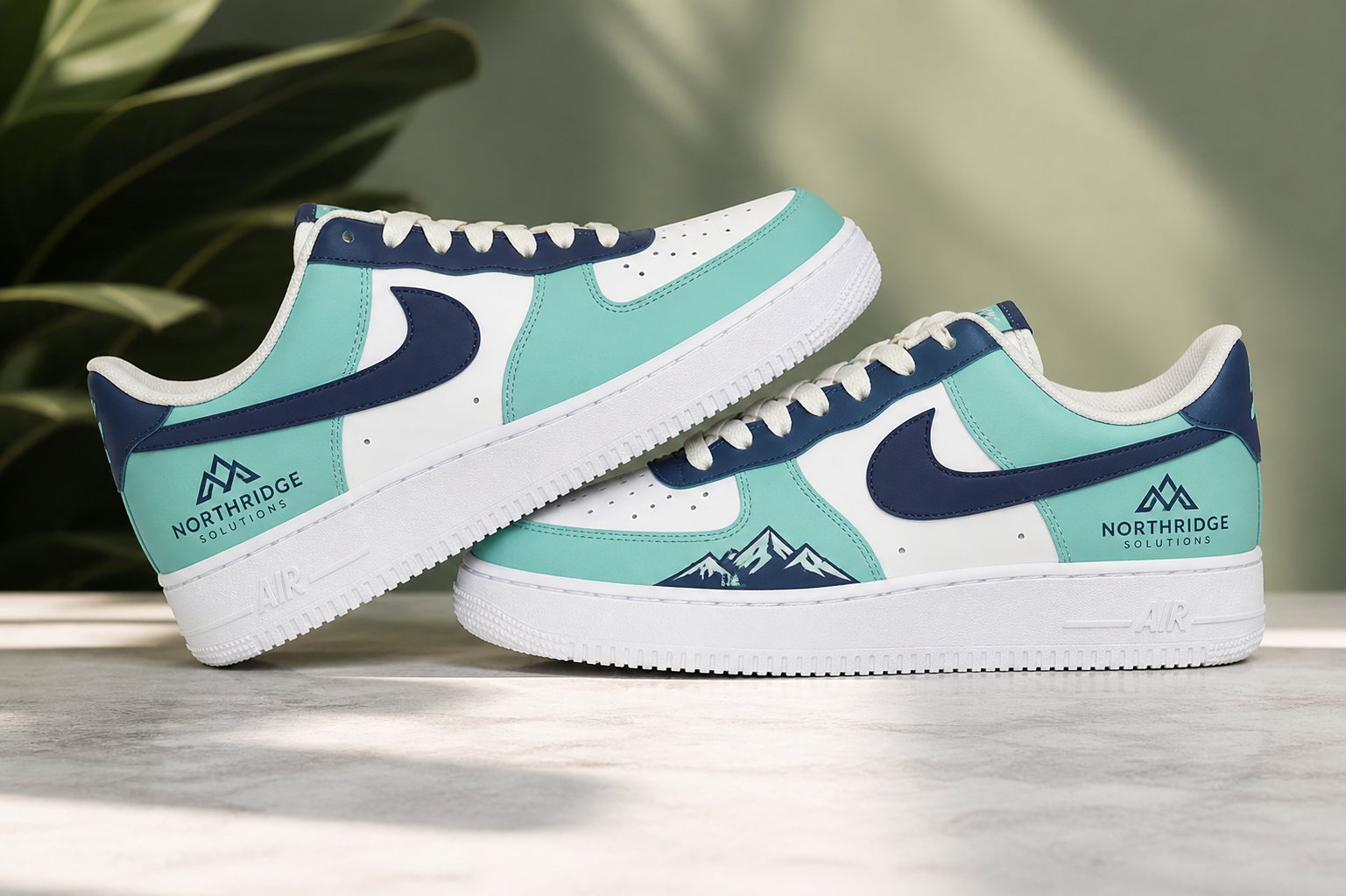 Custom Air Force 1 navyredcolorblockhand-painted