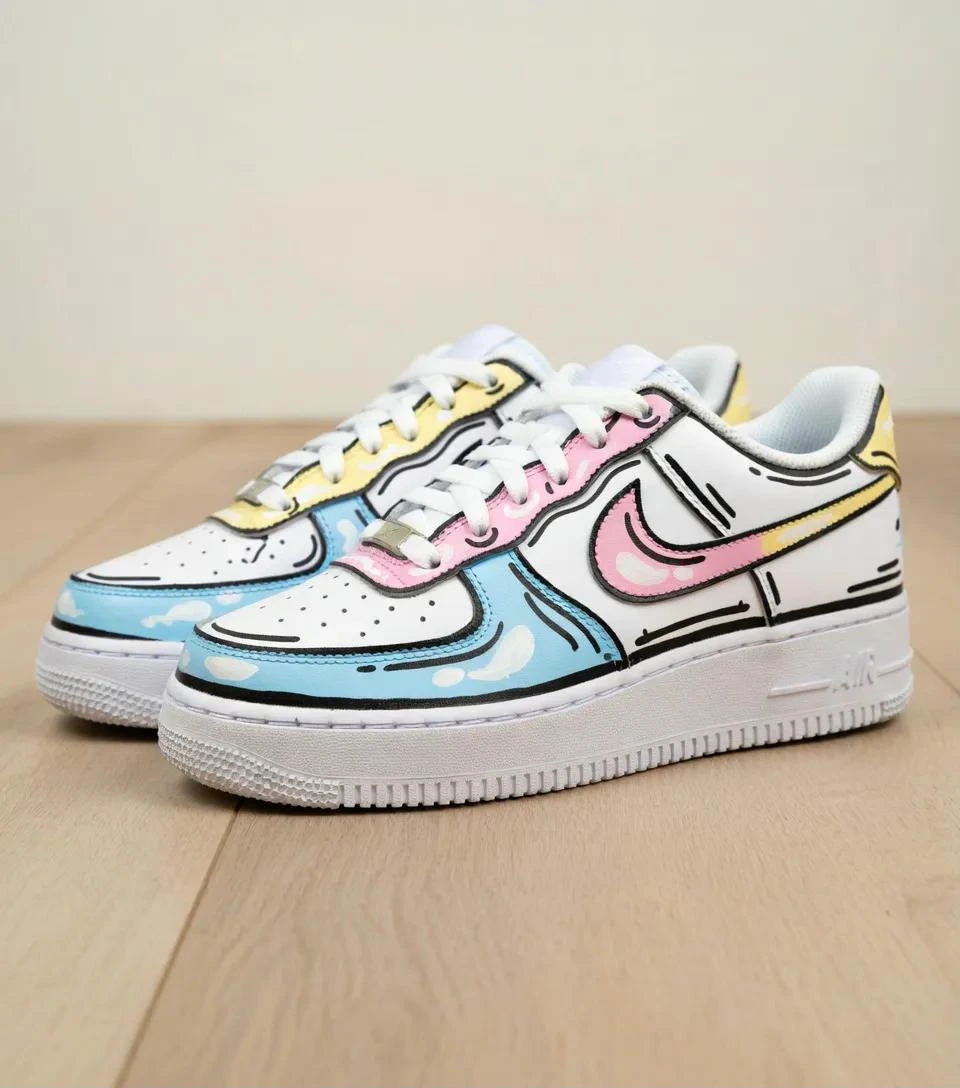 Beige & Teal — custom hand-painted sneaker by StyleReels