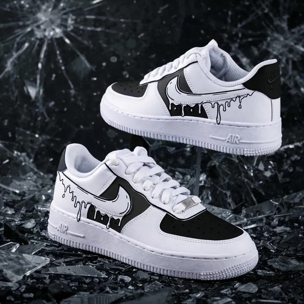 Black & White Drip — custom hand-painted sneaker by StyleReels