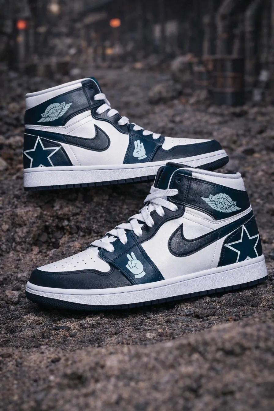 Jordan 1 High — Stars & Peace — custom hand-painted sneaker by StyleReels