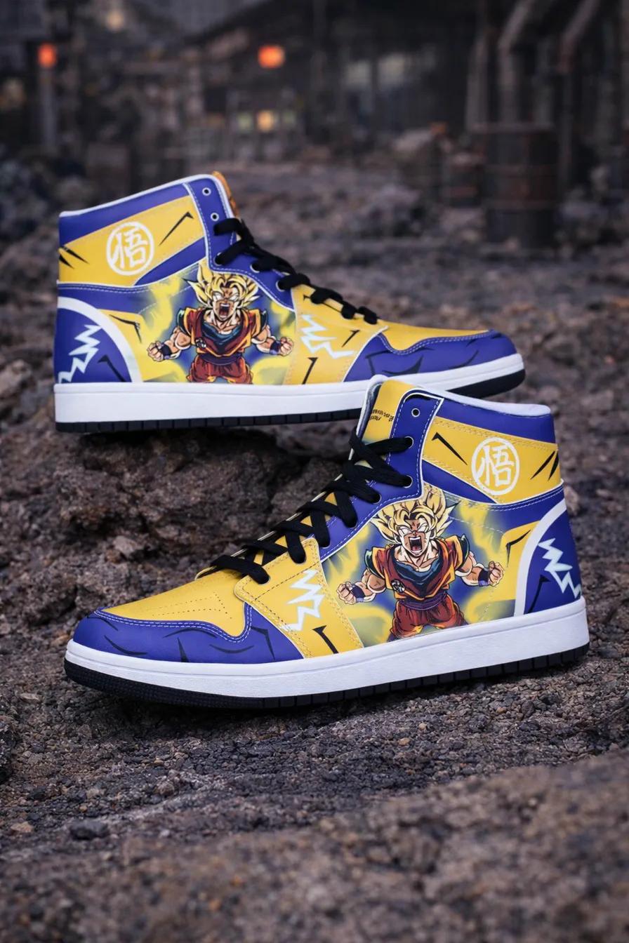 Jordan 1 — Super Saiyan Goku — custom hand-painted sneaker by StyleReels