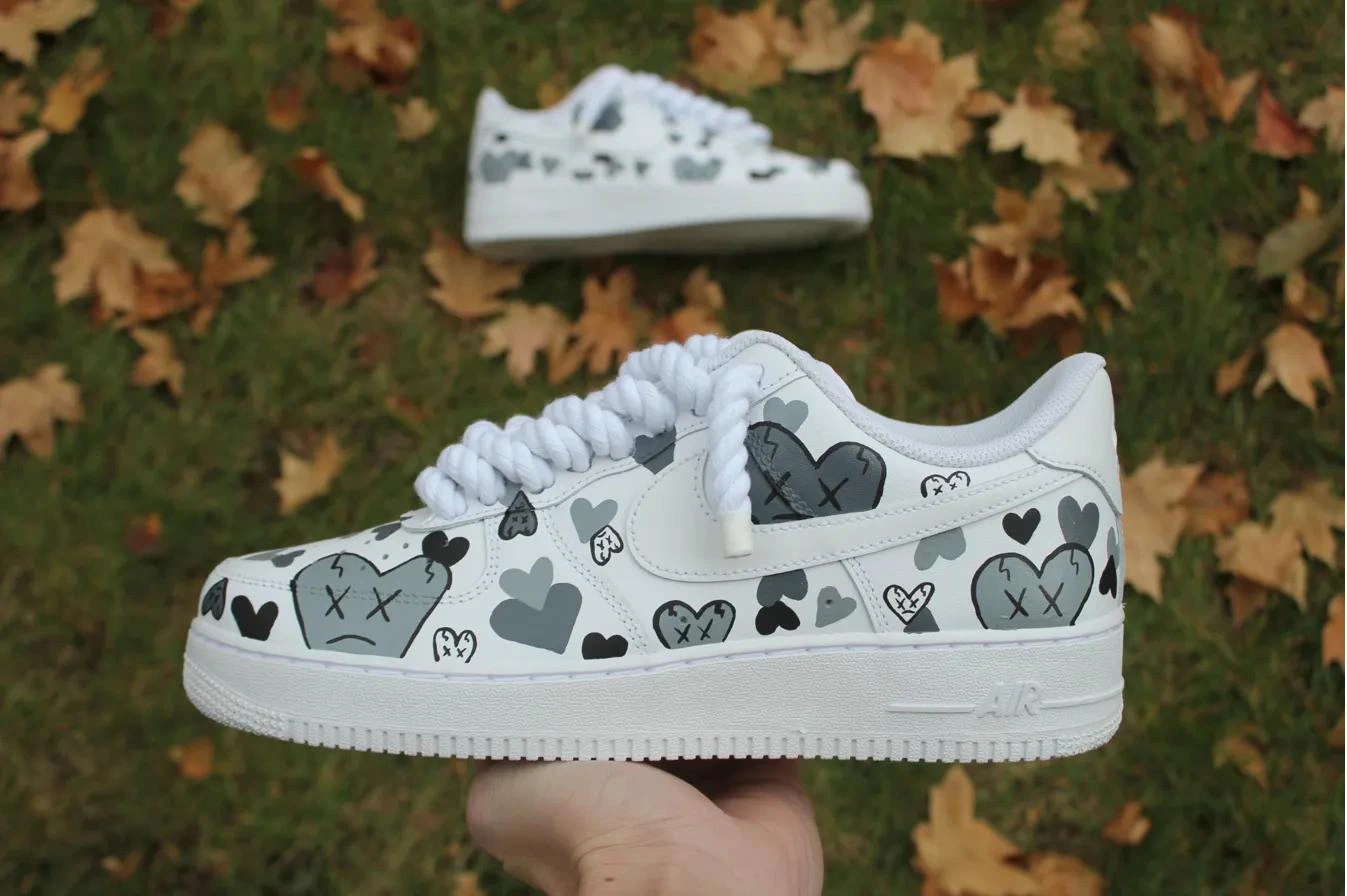 Black Heart Doodle — custom hand-painted sneaker by StyleReels