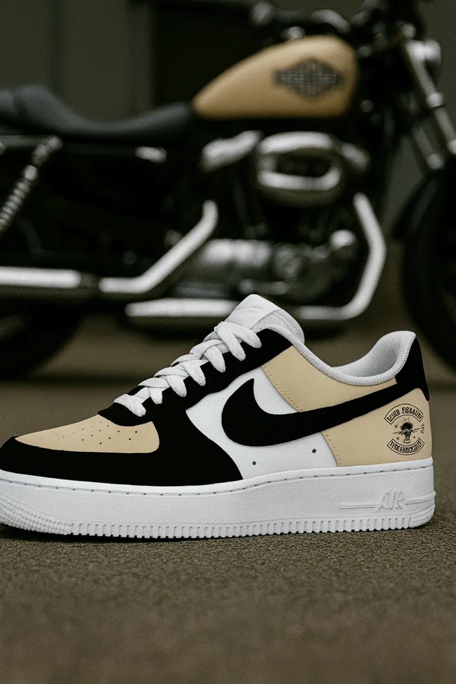 MC Badge — Black & White — custom hand-painted sneaker by StyleReels