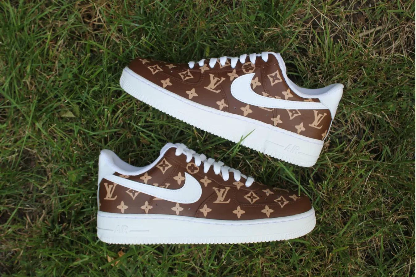 Brown Luxury Monogram — custom hand-painted sneaker by StyleReels