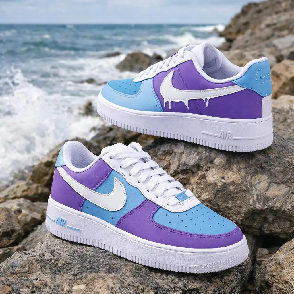 Grey & Mint Pattern — custom hand-painted sneaker by StyleReels