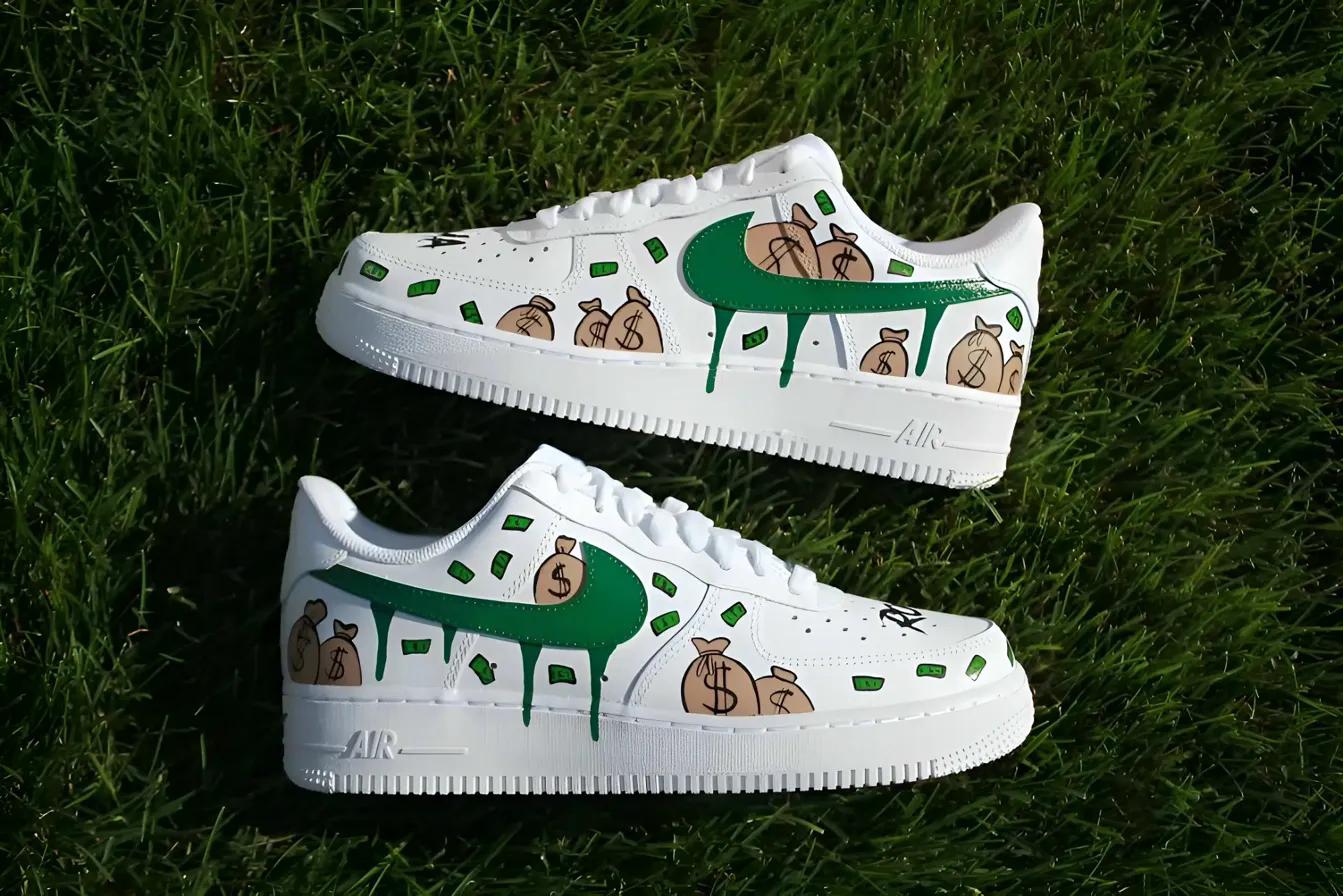 Green Brown Arch Pattern — custom hand-painted sneaker by StyleReels
