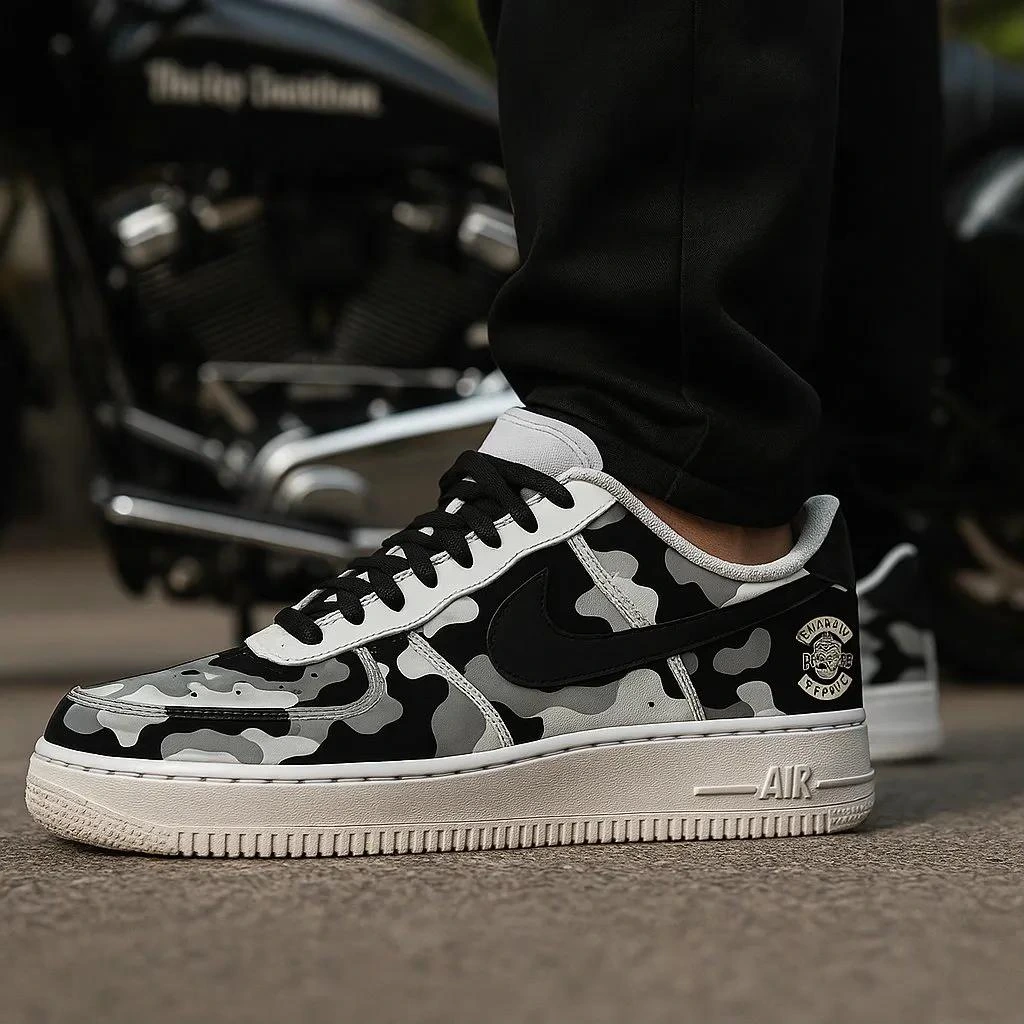 MC Camo Badge — custom hand-painted sneaker by StyleReels