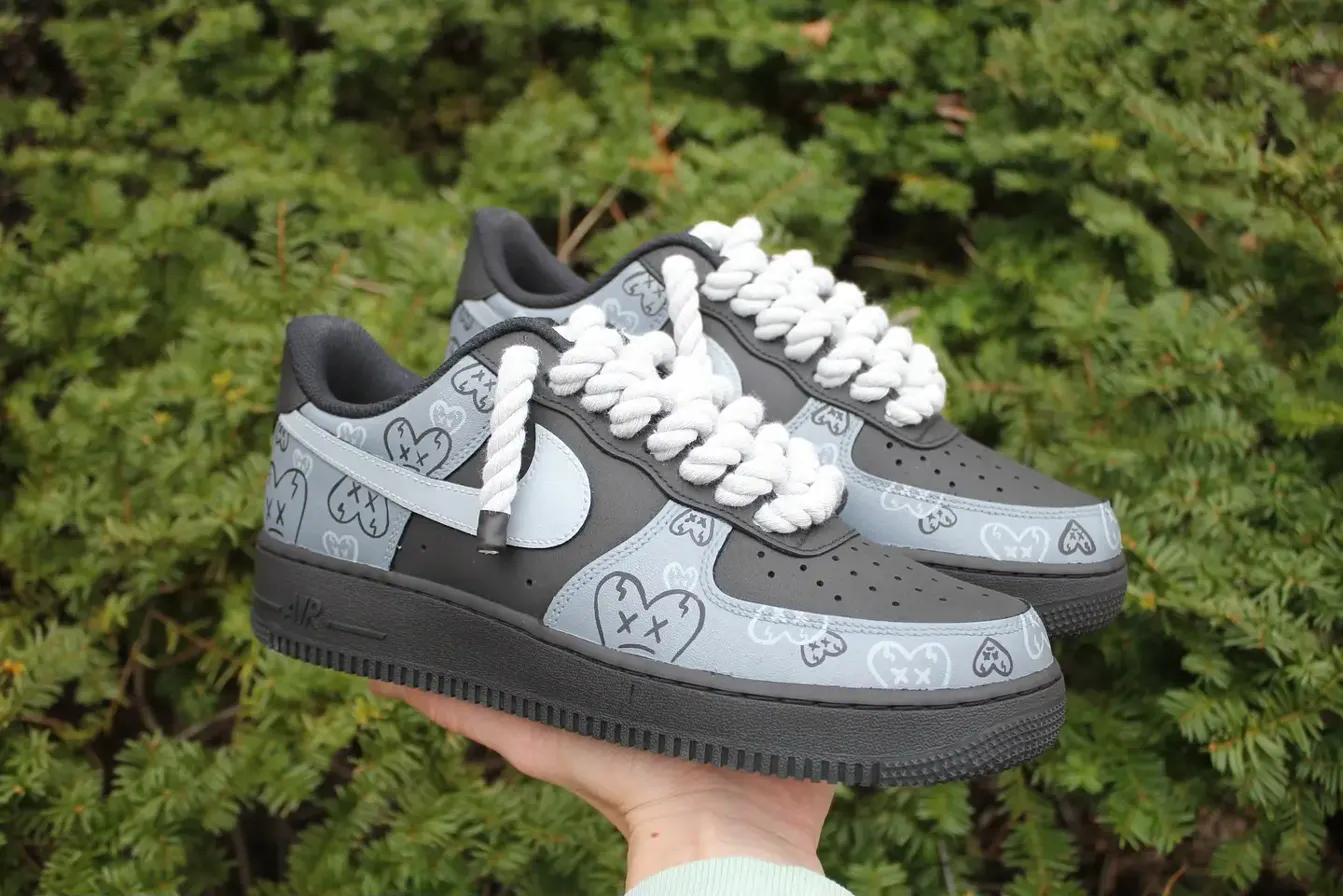 Grey Heart Doodle — custom hand-painted sneaker by StyleReels
