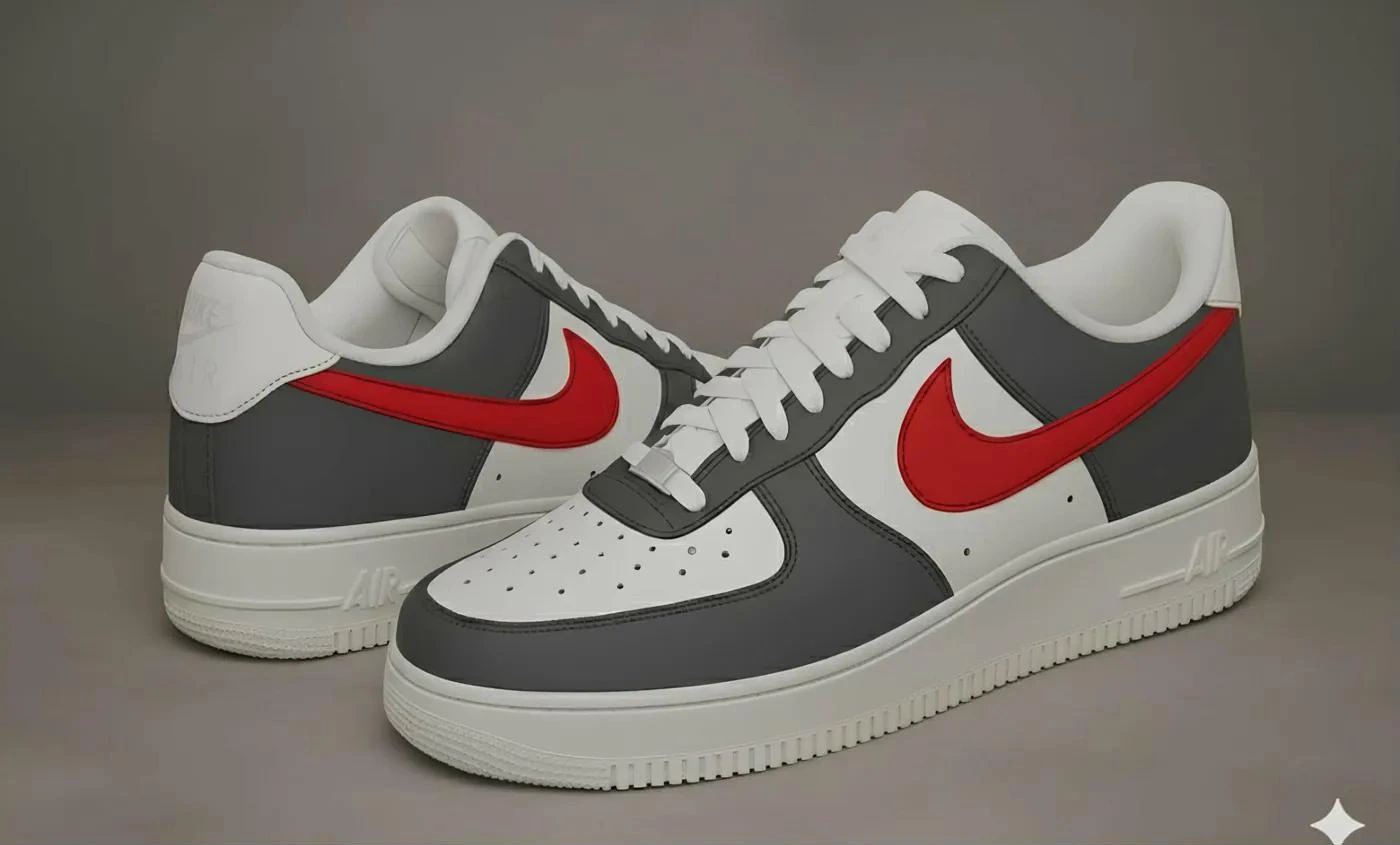Grey & Red — custom hand-painted sneaker by StyleReels