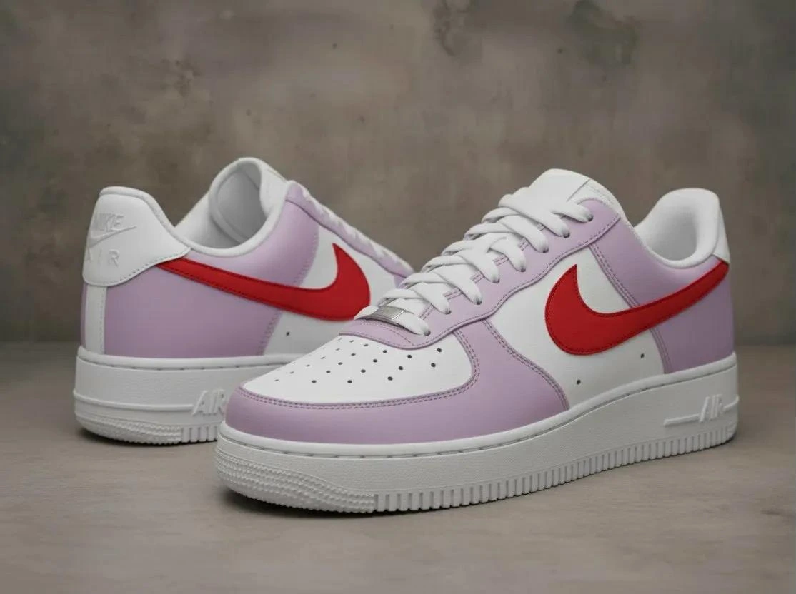 Lavender & Red — custom hand-painted sneaker by StyleReels