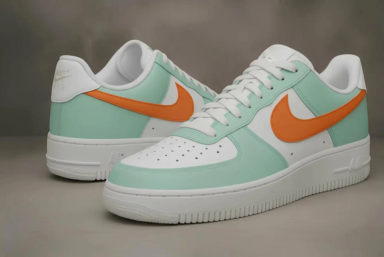 Mint & Orange — custom hand-painted sneaker by StyleReels
