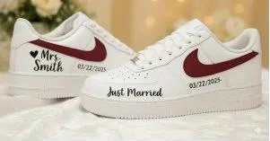 Mr & Mrs Wedding Date — custom hand-painted sneaker by StyleReels