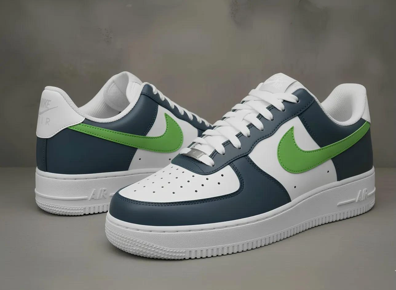 Navy & Green — custom hand-painted sneaker by StyleReels