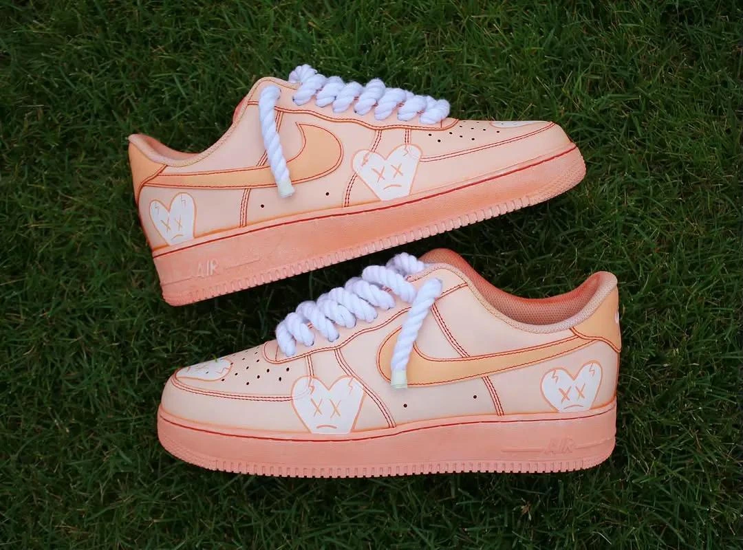 Peach Heart Monogram — custom hand-painted sneaker by StyleReels