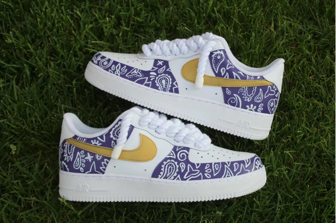 Purple Gold Luxury Doodle — custom hand-painted sneaker by StyleReels