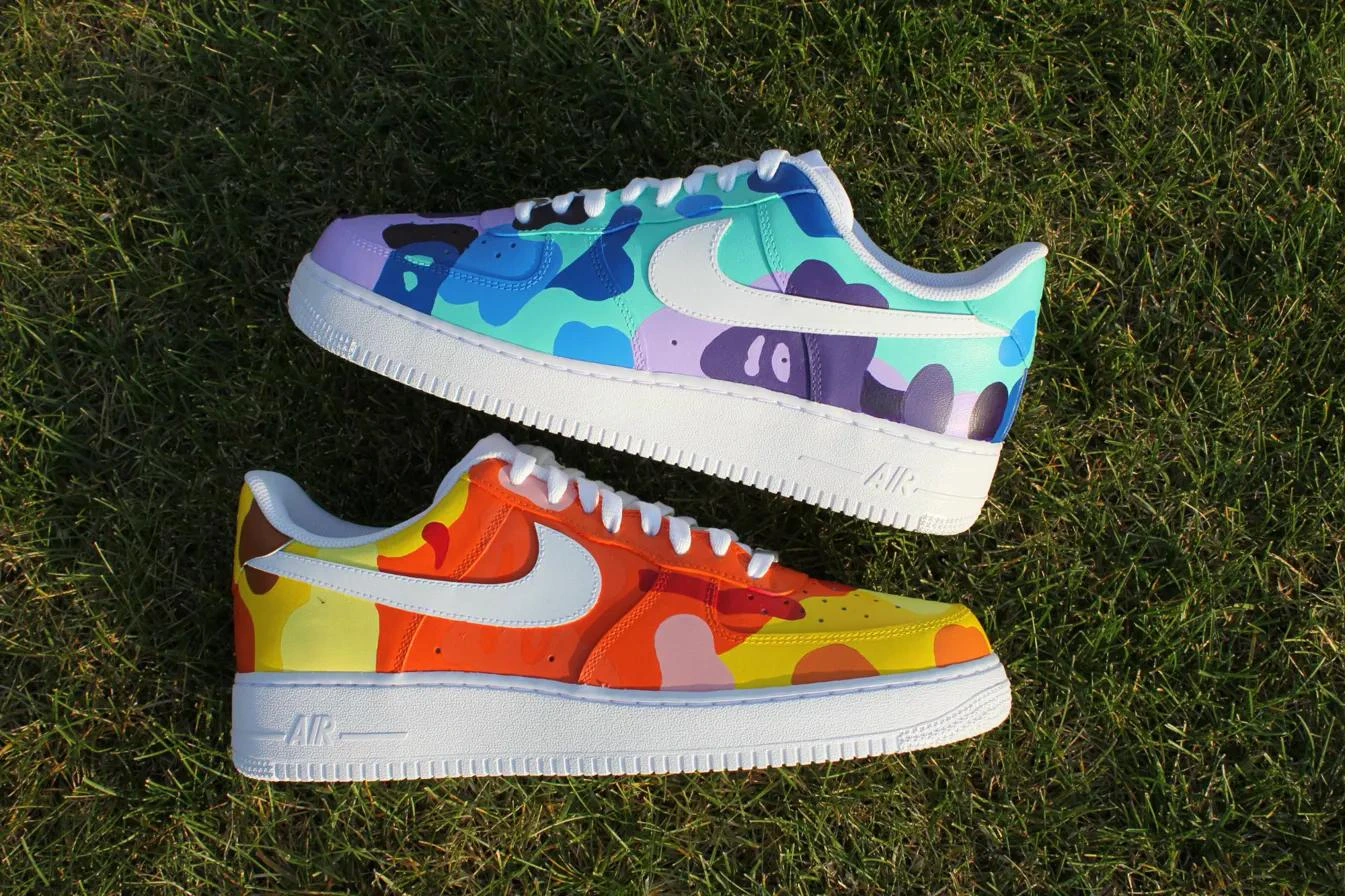 Purple & Orange Camo — custom hand-painted sneaker by StyleReels