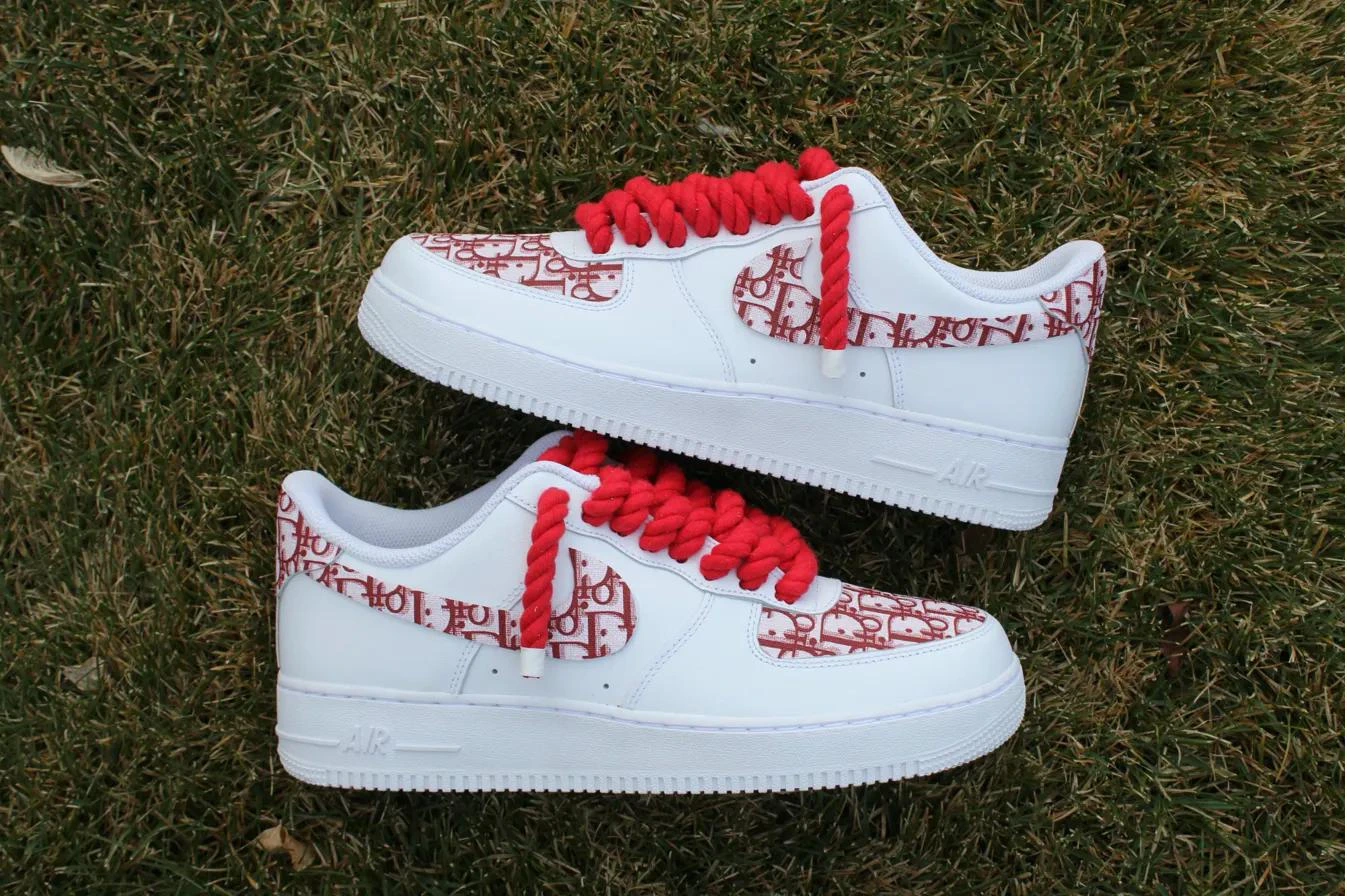 Dior Red Rope Laces — custom hand-painted sneaker by StyleReels