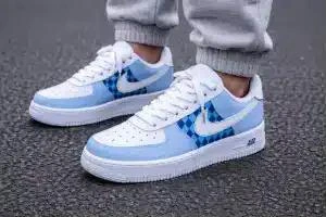 Sky Blue Cloud Swoosh — custom hand-painted sneaker by StyleReels