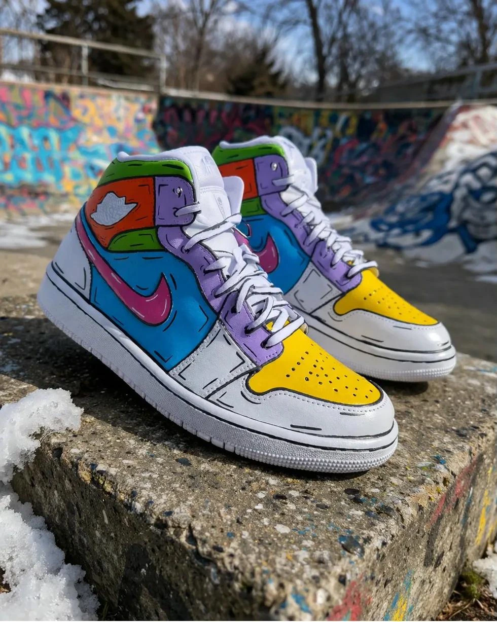 Tan & Black Pattern — custom hand-painted sneaker by StyleReels