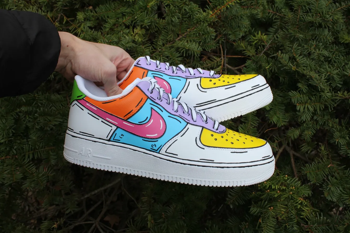 Custom Air Force 1 minimalblackswooshloveheartshand-painted
