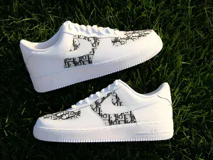 Custom Air Force 1 pinkheartsloveprinthand-painted