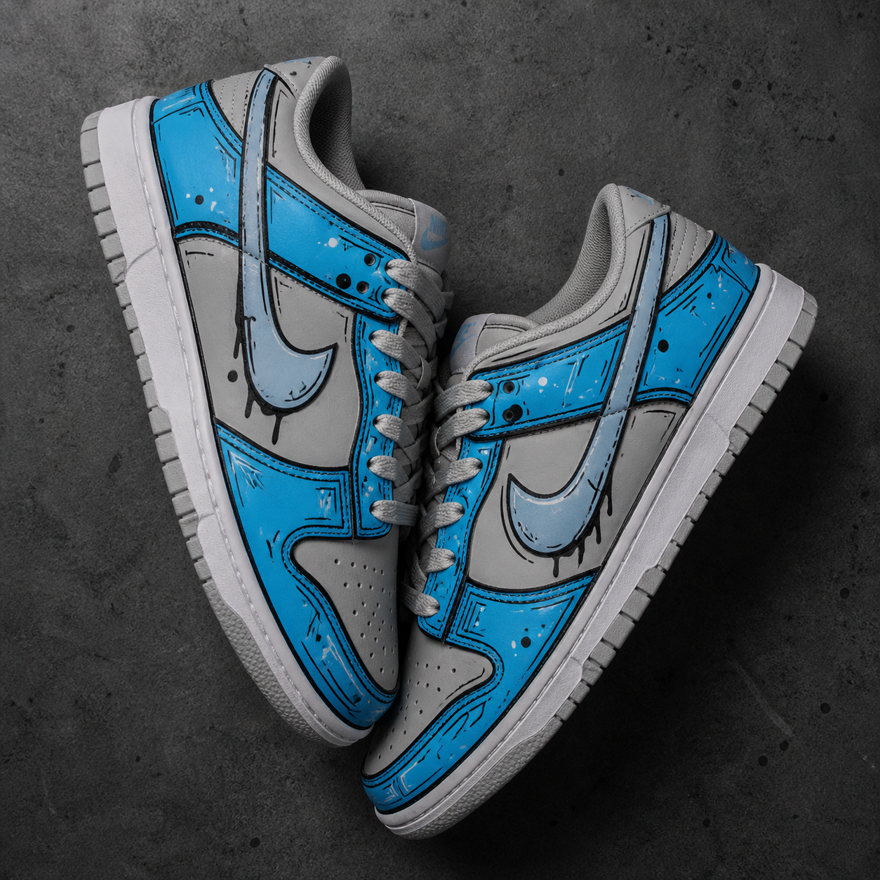 Custom Air Force 1 royalblueblackcolorblockhand-painted