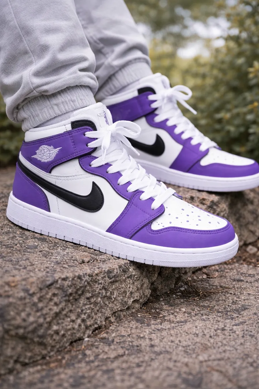 Custom Jordan 1 High lavenderwhitetwotonehand-painted