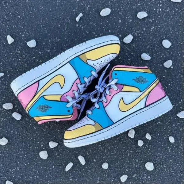 Custom Jordan 1 High pastelabstractsplashhand-painted