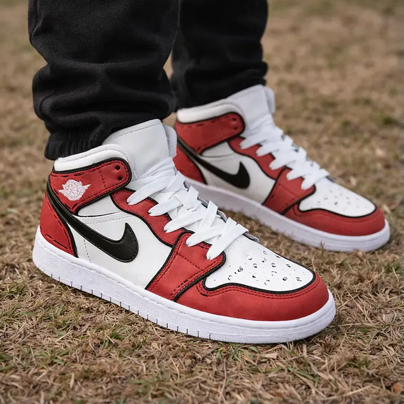 Custom Jordan 1 High redblackclassiccolorblockhand-painted