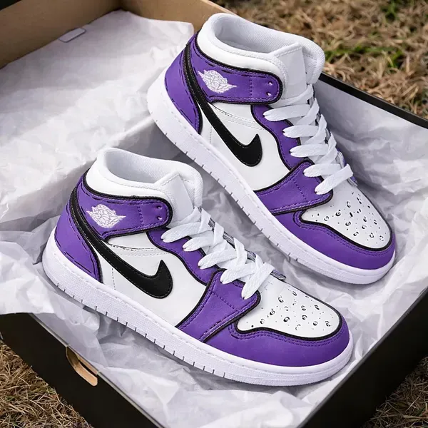 Custom Jordan 1 High purplewhiteclassiccolorblockhand-painted
