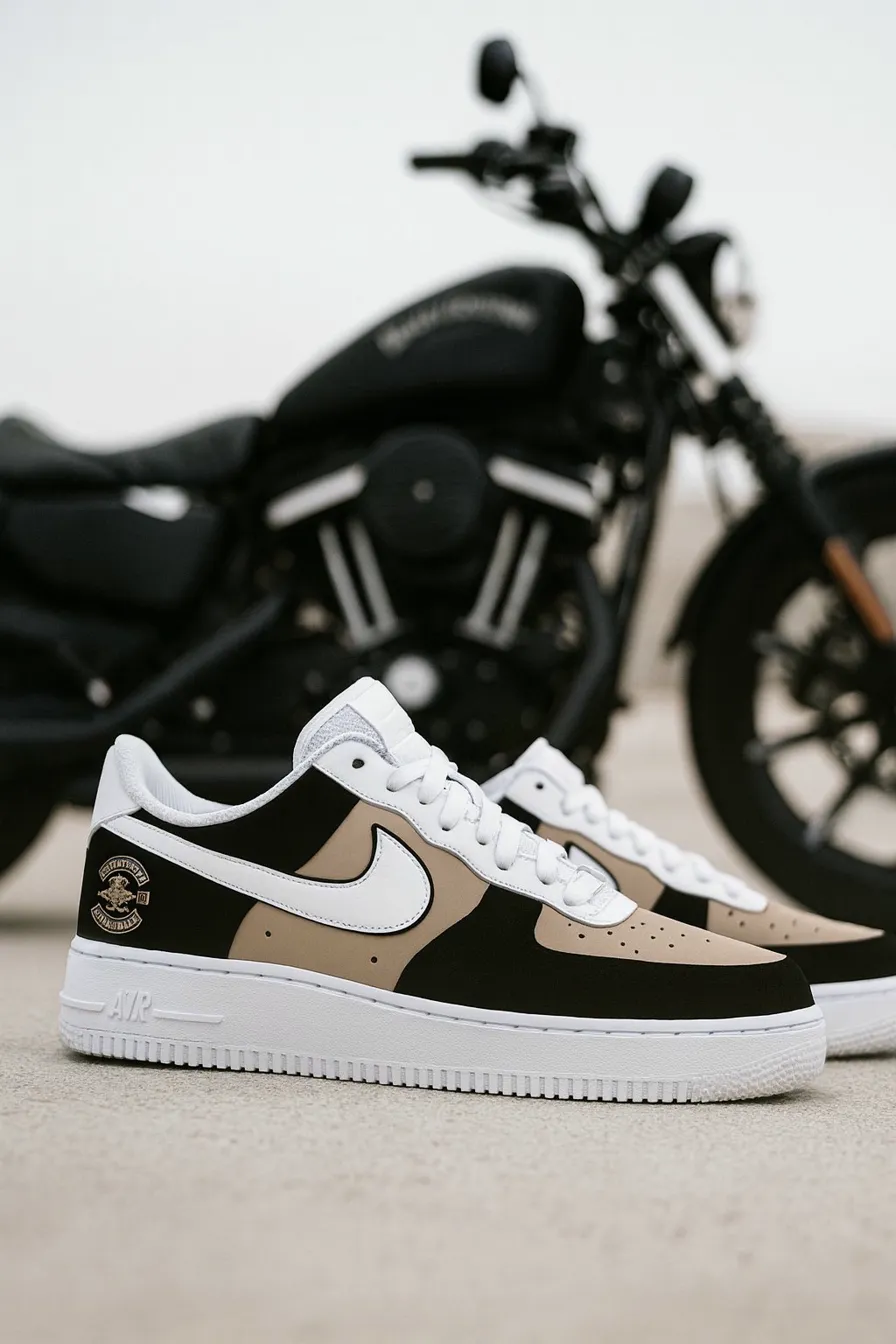 Club theme custom AF1 motorcycle logo hand painted