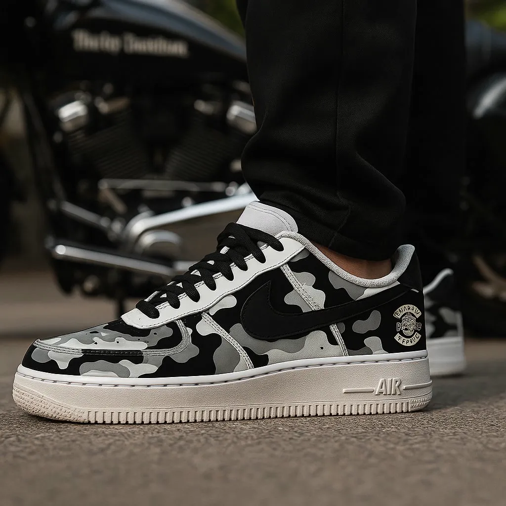 Hand painted motorcycle club AF1 shoes custom bike club edition