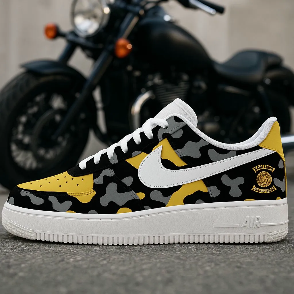 Leather motorcycle club custom AF1 sneakers biker inspired