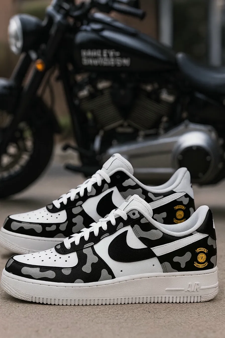 Custom Air Force 1 whitegoldcleanbikerhand-painted