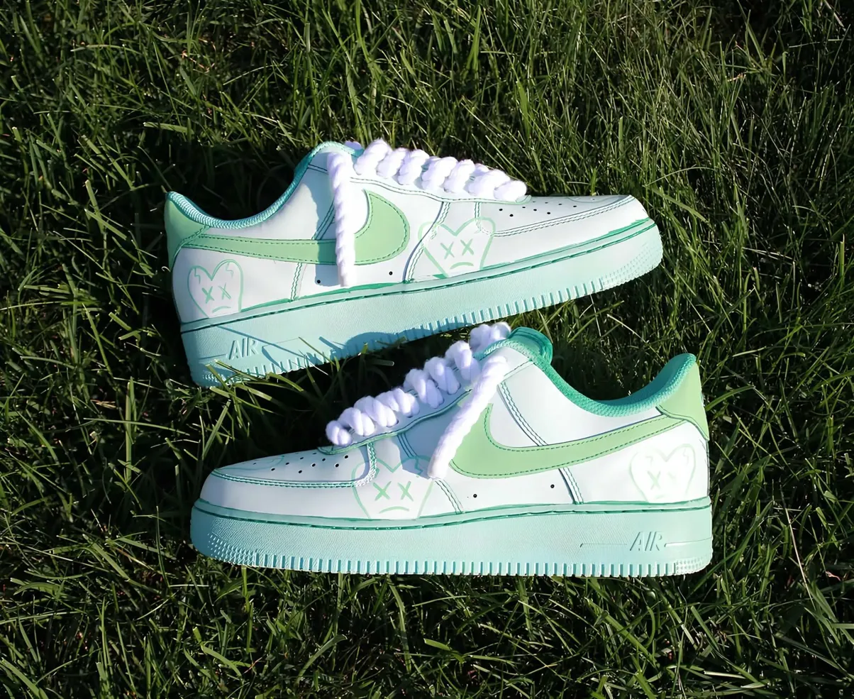 Base coat being applied to custom Air Force 1